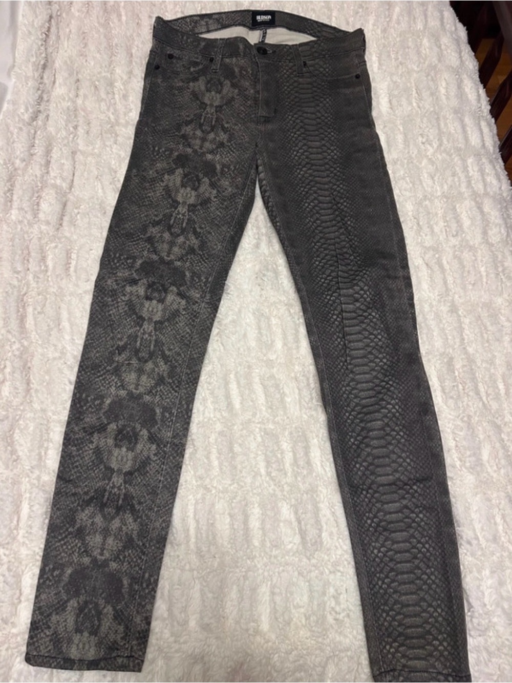 Hudson Jeans Gray Snakeskin-Print Slim Jeans